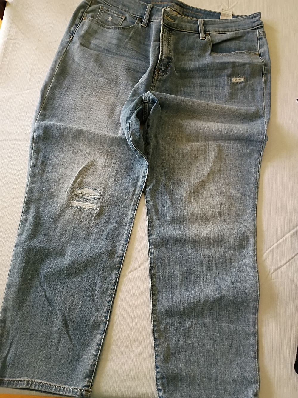 Chico's Size 3 Or US Size 16 Women’s Light Blue Distressed Jeans, So Slimming